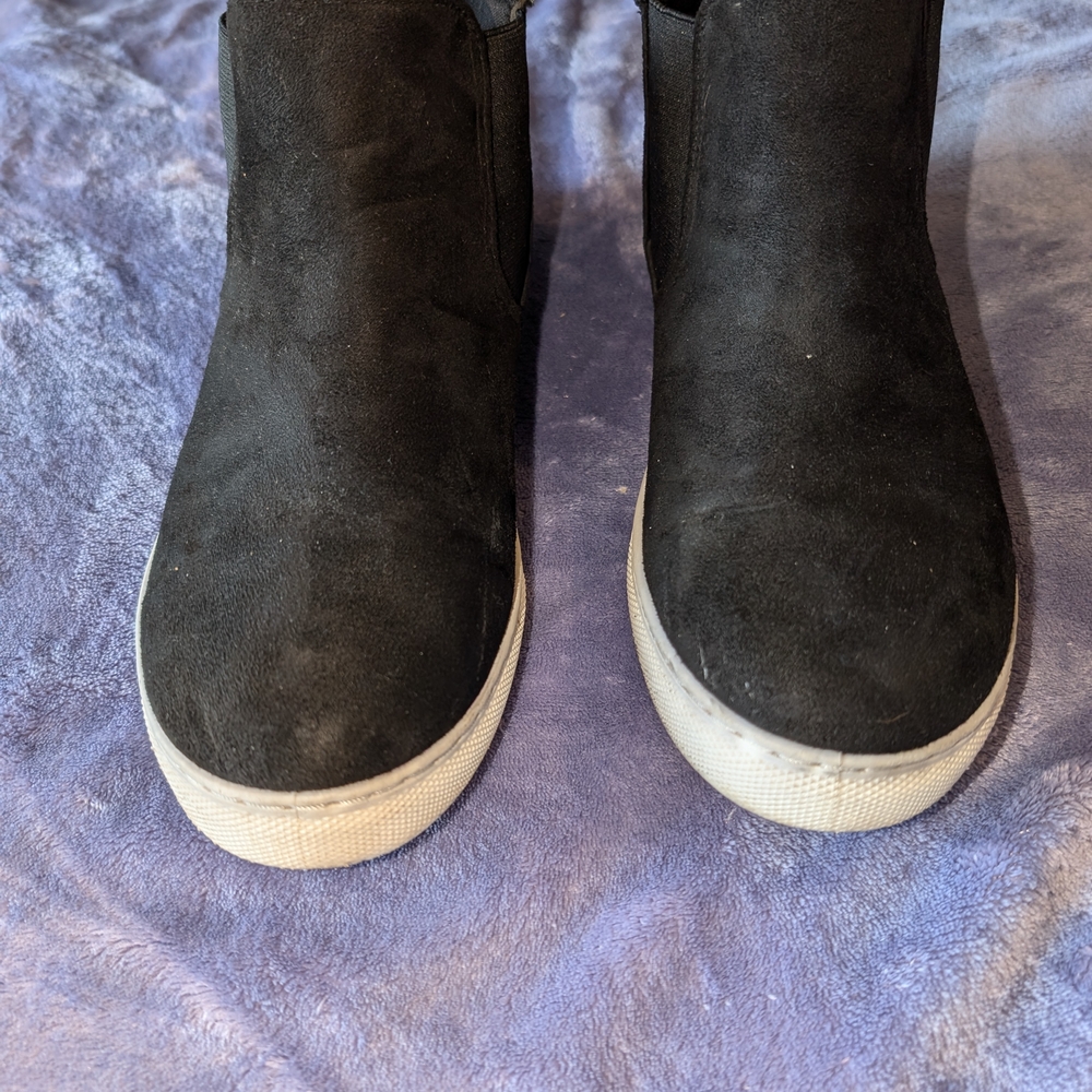 Black Suede Slip-On Sneakers